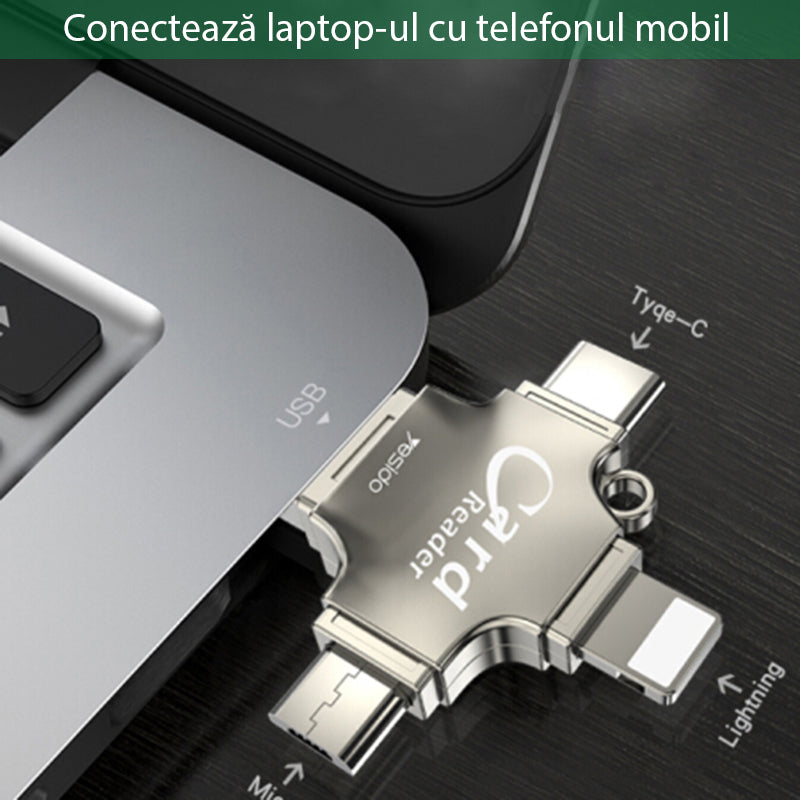 USB / USB-C / Lightning / microUSB-kortlæser Yesido GS13, microSD, Sølv