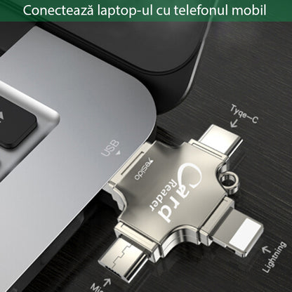 USB / USB-C / Lightning / microUSB-kortlæser Yesido GS13, microSD, Sølv