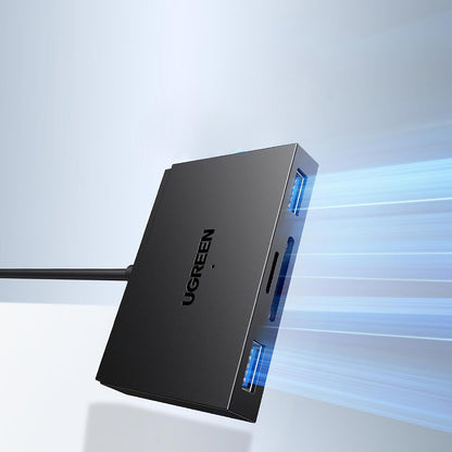 USB / USB-C Kortlæser UGREEN CM812 (45167), SD - microSD - 2 x USB-A, Sort
