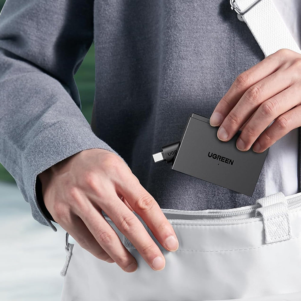 USB / USB-C Kortlæser UGREEN CM812 (45167), SD - microSD - 2 x USB-A, Sort