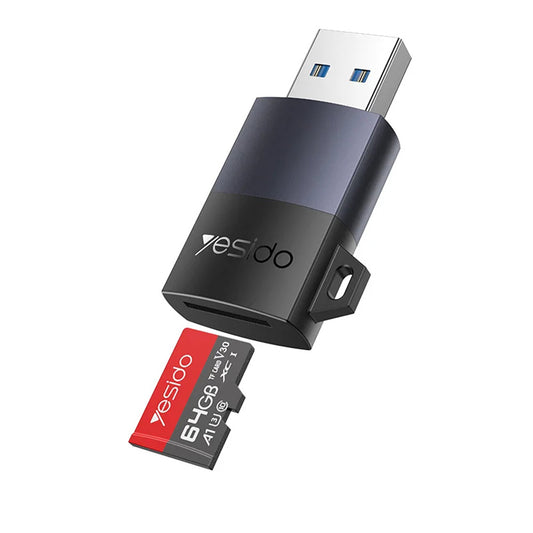 USB-kortlæser Yesido GS36, microSD, Sort