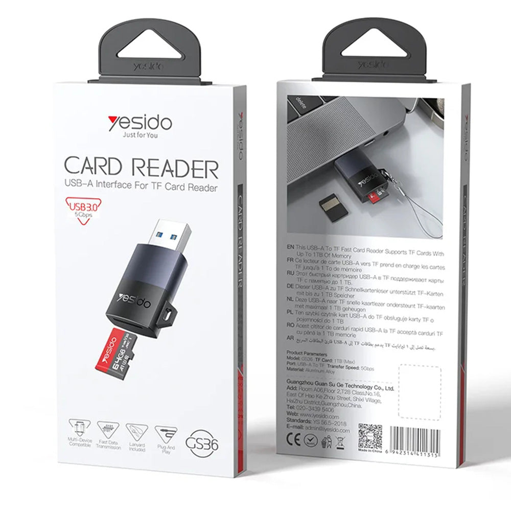 USB Card Reader Yesido GS36, microSD, Black