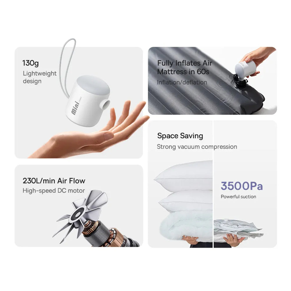 Baseus PocketGo pumpe til oppustelige madrasser, Hvid C11157700221-00