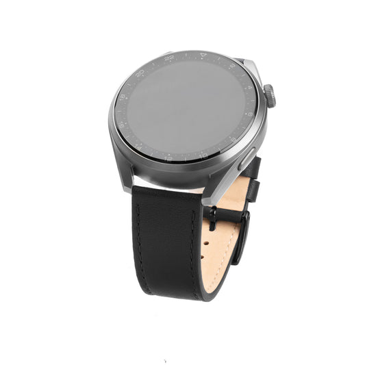 Fixed Leather rem til Huawei Watch / Xiaomi Watch Series, 22mm, Sort