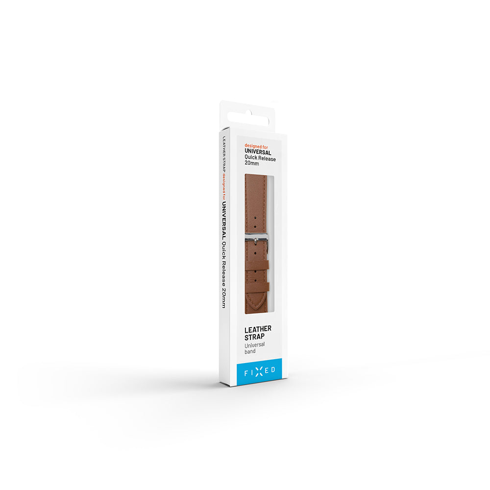 Fixed Leather rem til Samsung Galaxy Watch / Huawei Watch Series, 20mm, Brun