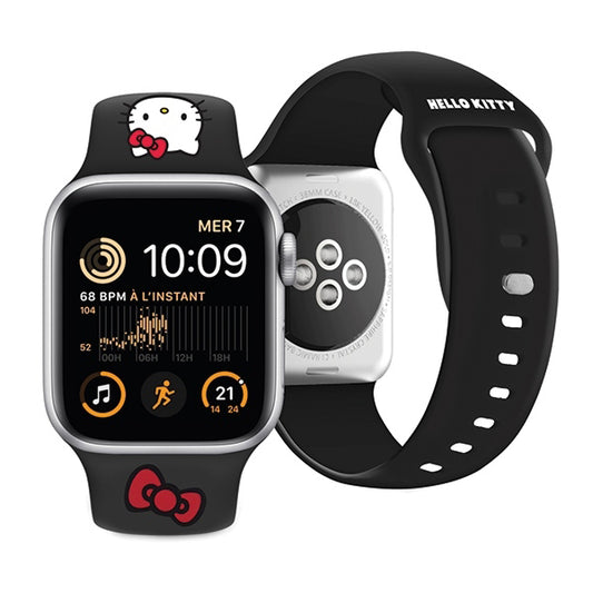Hello Kitty Silicone Kitty Head rem til Apple Watch 42mm / 41mm / 40mm / 38mm Series, Sort