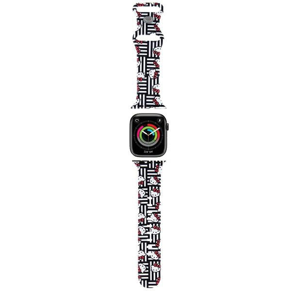 Hello Kitty silikone rem med Kitty Heads & Stripes til Apple Watch 42mm / 41mm / 40mm / 38mm serien, Sort