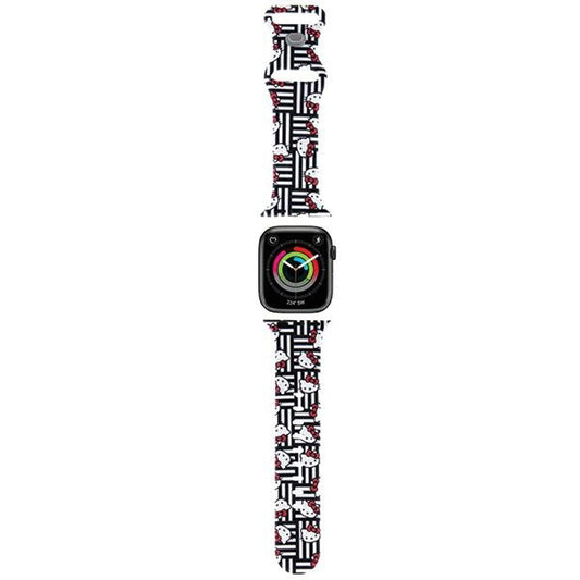 Hello Kitty silikone rem med Kitty Heads & Stripes til Apple Watch 42mm / 41mm / 40mm / 38mm serien, Sort
