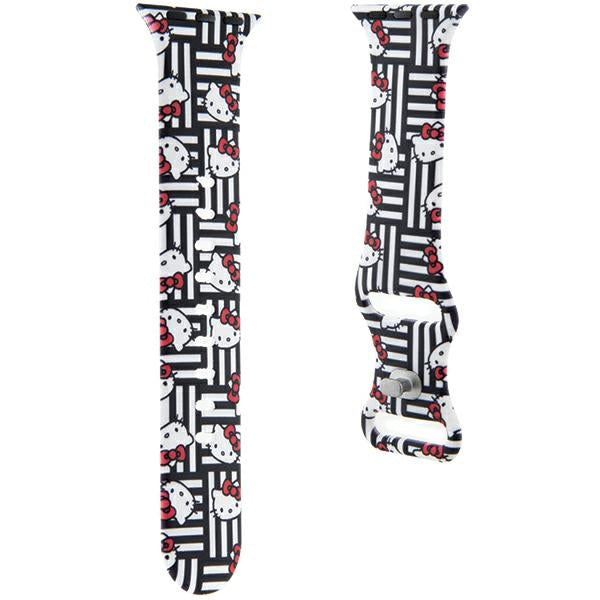 Hello Kitty silikone rem med Kitty Heads & Stripes til Apple Watch 42mm / 41mm / 40mm / 38mm serien, Sort