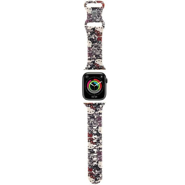 Hello Kitty Silikone Tags Graffiti rem til Apple Watch 42mm / 41mm / 40mm / 38mm serien, Beige