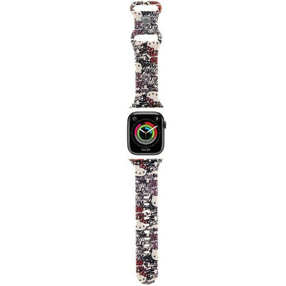 Hello Kitty Silikone Tags Graffiti rem til Apple Watch 42mm / 41mm / 40mm / 38mm serien, Beige