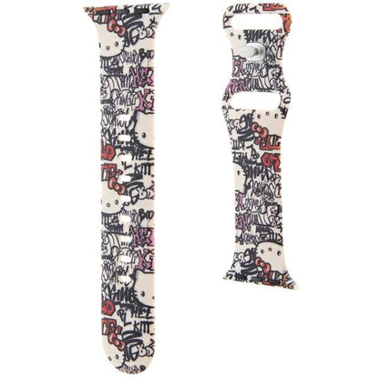 Hello Kitty Silikone Tags Graffiti rem til Apple Watch 42mm / 41mm / 40mm / 38mm serien, Beige
