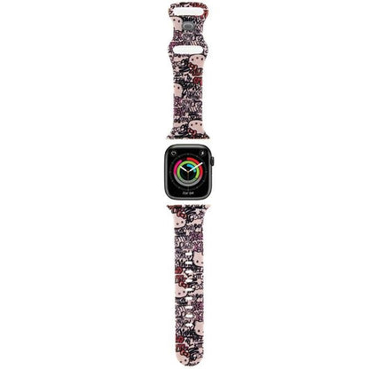Hello Kitty Silikone Tags Graffiti rem til Apple Watch 42mm / 41mm / 40mm / 38mm serien, Pink