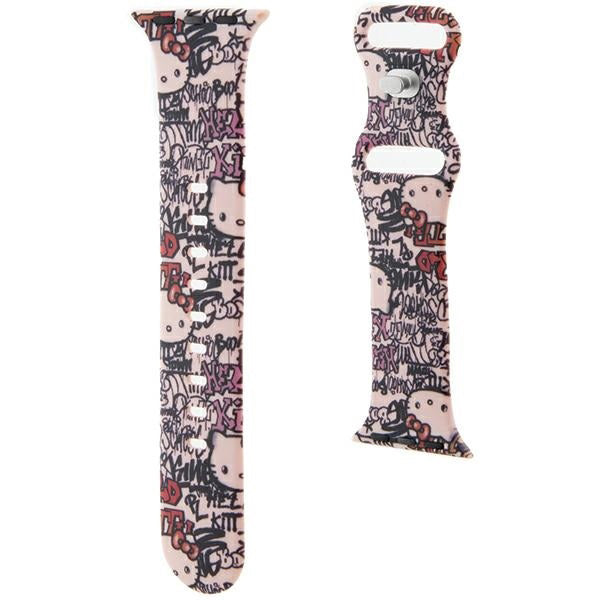 Hello Kitty Silikone Tags Graffiti rem til Apple Watch 42mm / 41mm / 40mm / 38mm serien, Pink