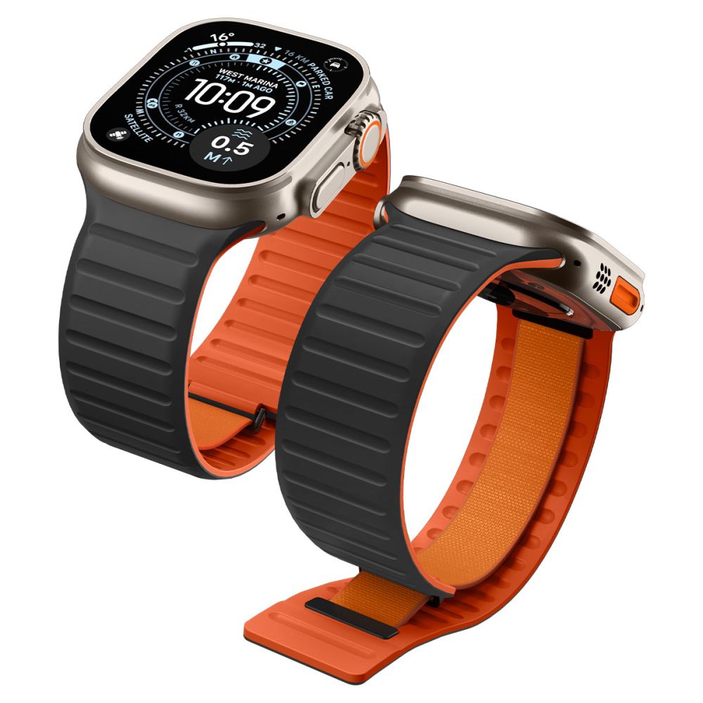 Spigen Athlex Air M rem til Apple Watch 49mm / 46mm / 45mm / 44mm-serien, Sort Orange AMP11534