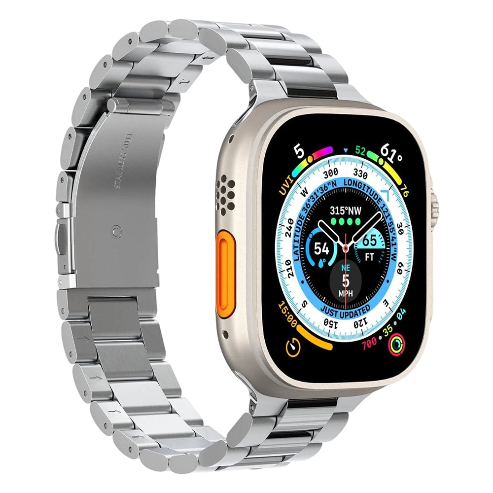 Spigen Modern Fit 316L rem til Apple Watch 49mm / 46mm / 45mm / 44mm / 42mm-serien, Sølv AMP06356