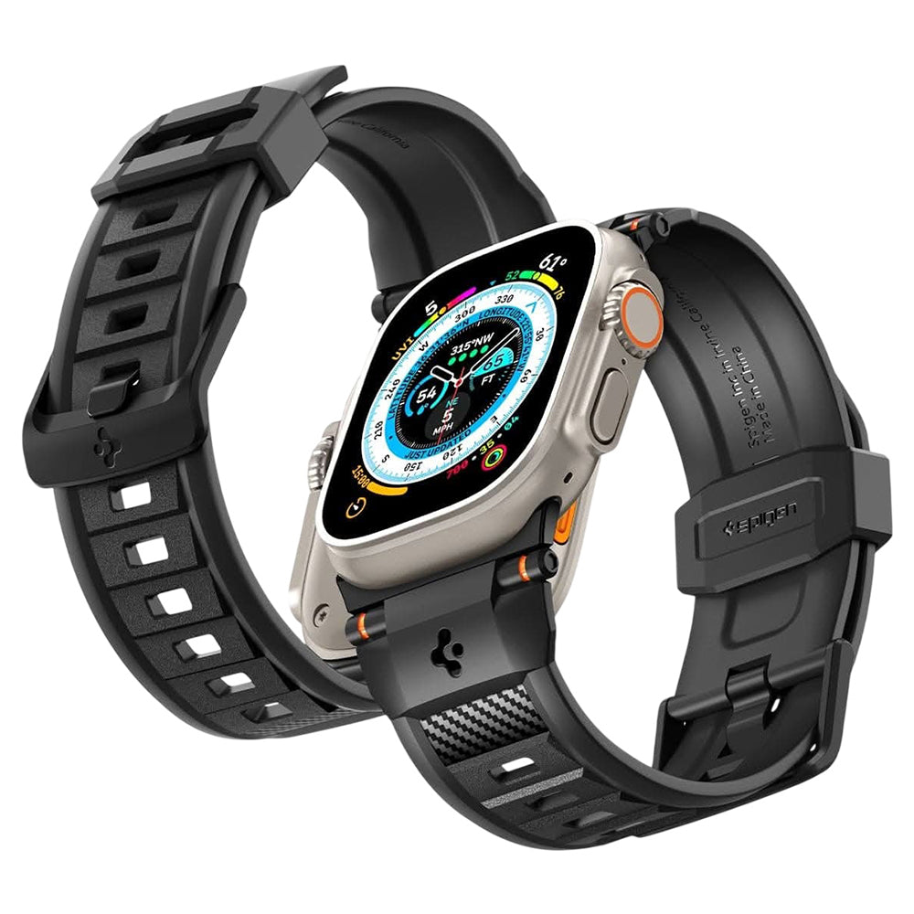 Spigen Rugged rem til Apple Watch 49mm / 46mm / 45mm / 44mm / 42mm-serien, sort AMP07105
