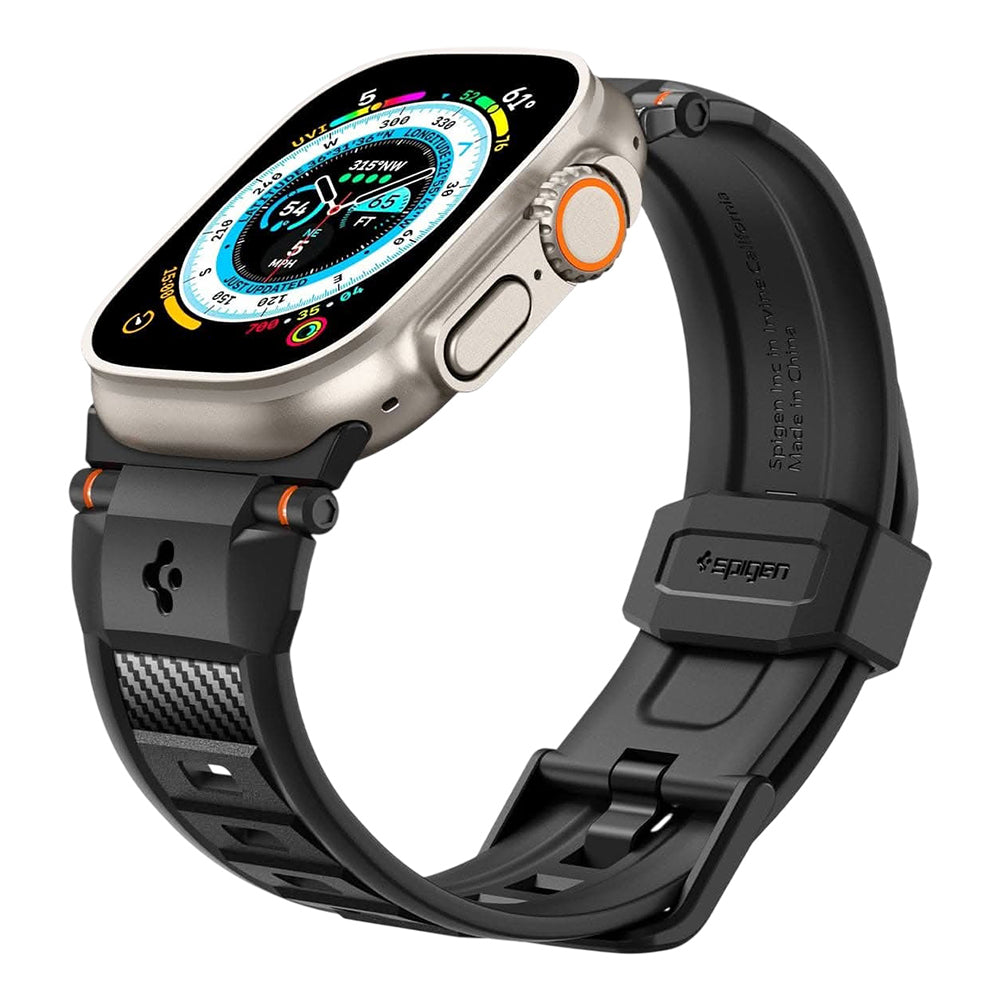 Spigen Rugged rem til Apple Watch 49mm / 46mm / 45mm / 44mm / 42mm-serien, sort AMP07105