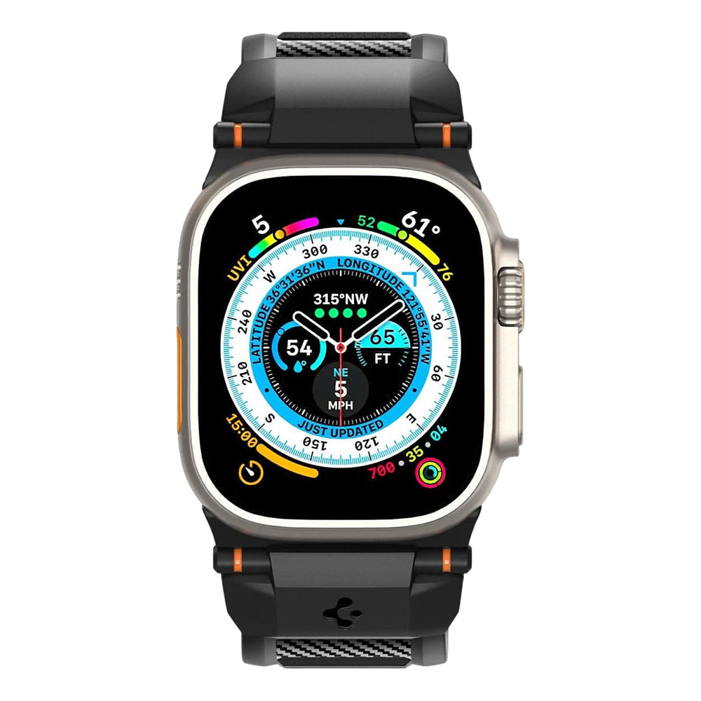 Spigen Rugged rem til Apple Watch 49mm / 46mm / 45mm / 44mm / 42mm-serien, sort AMP07105