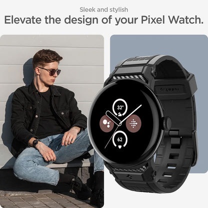 Spigen Rugged rem til Google Pixel Watch 41mm Series, Sort AMP07556