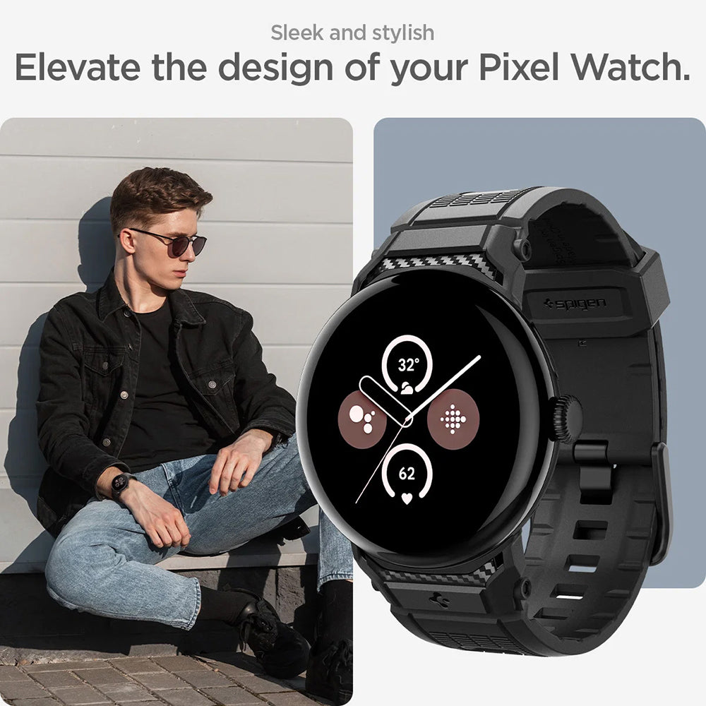 Spigen Rugged rem til Google Pixel Watch 45mm Series, Sort AMP07600