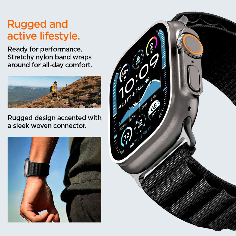 Spigen WBF1 rem til Apple Watch 49mm / 46mm / 45mm / 44mm serien, Sort