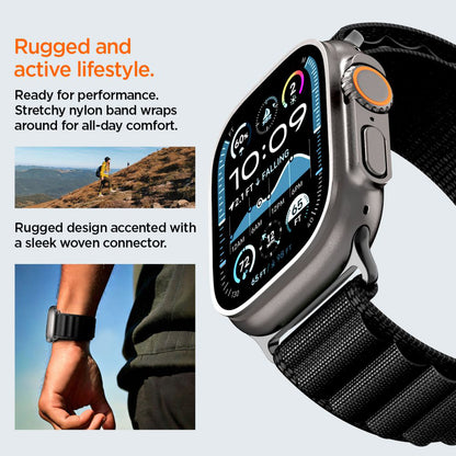 Spigen WBF1 rem til Apple Watch 49mm / 46mm / 45mm / 44mm serien, Sort