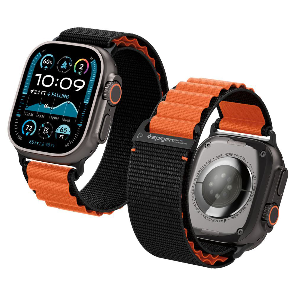 Spigen WBF1 rem til Apple Watch 49mm / 46mm / 45mm / 44mm serien, Sort Orange