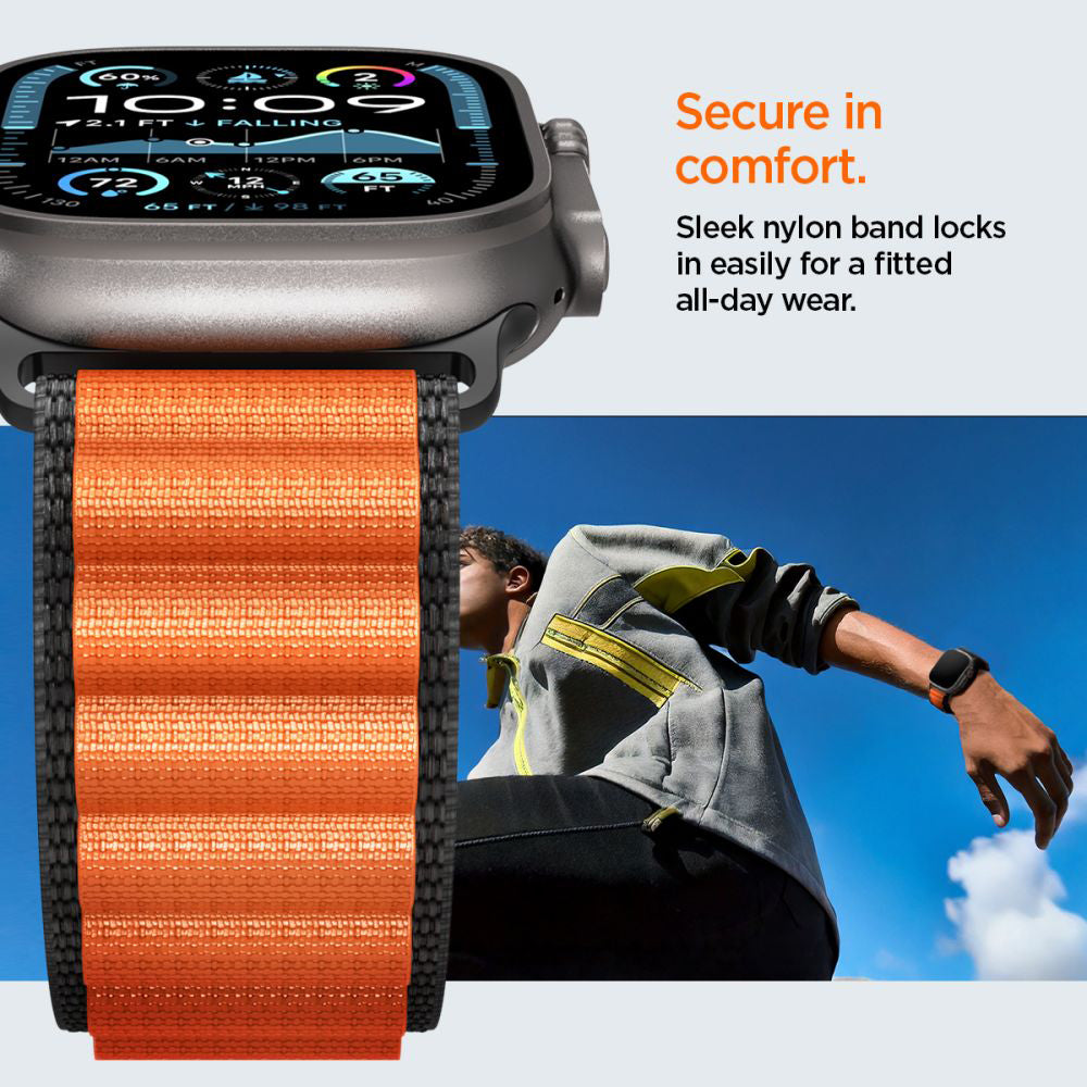 Spigen WBF1 rem til Apple Watch 49mm / 46mm / 45mm / 44mm serien, Sort Orange