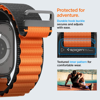 Spigen WBF1 rem til Apple Watch 49mm / 46mm / 45mm / 44mm serien, Sort Orange