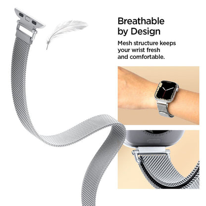 Spigen WBM4 rem til Apple Watch 42mm / 41mm / 40mm Series, Sølv AMP10498