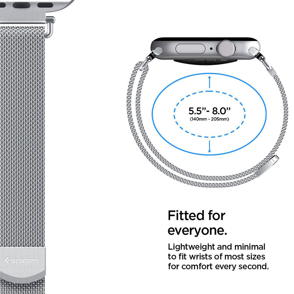 Spigen WBM4 rem til Apple Watch 42mm / 41mm / 40mm Series, Sølv AMP10498