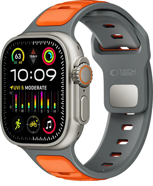 Tech-Protect Iconband Line rem til Apple Watch 49mm / 46mm / 45mm / 44mm serien, Grå Orange
