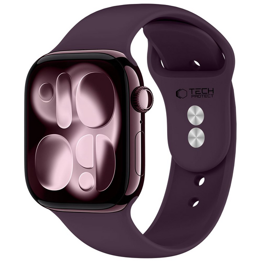 Tech-Protect Silicone rem til Apple Watch 49mm / 46mm / 45mm / 44mm-serien, Vinrød