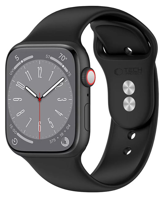 Tech-Protect Silicone rem til Apple Watch 42mm / 41mm / 40mm Series, Sort