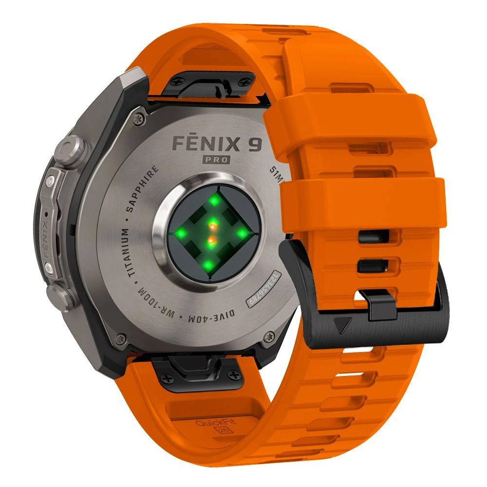 Techsuit-silikonerem til Garmin Fenix 5 / 6 / 6 Pro / 7 / 8 / 8 Pro / E / 9 / 9 Pro, orange