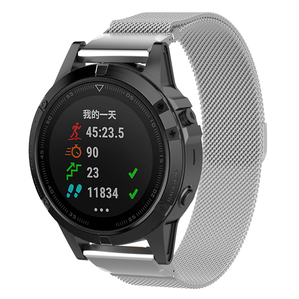 Techsuit W009 rem til Garmin Instinct / Approach / Fenix Watch Series, 20mm, Sølvfarvet