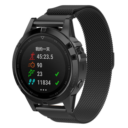 Techsuit W009 rem til Garmin Watch Fenix / Forerunner Series, 22mm, Sort