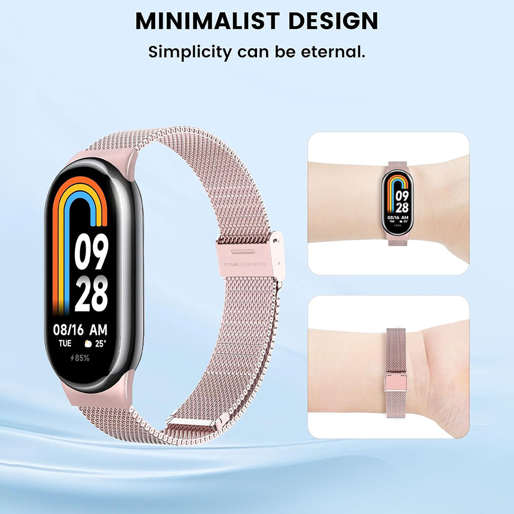 Techsuit W022 rem til Xiaomi Smart Band 9 / 8, 15mm, Rosa Guld