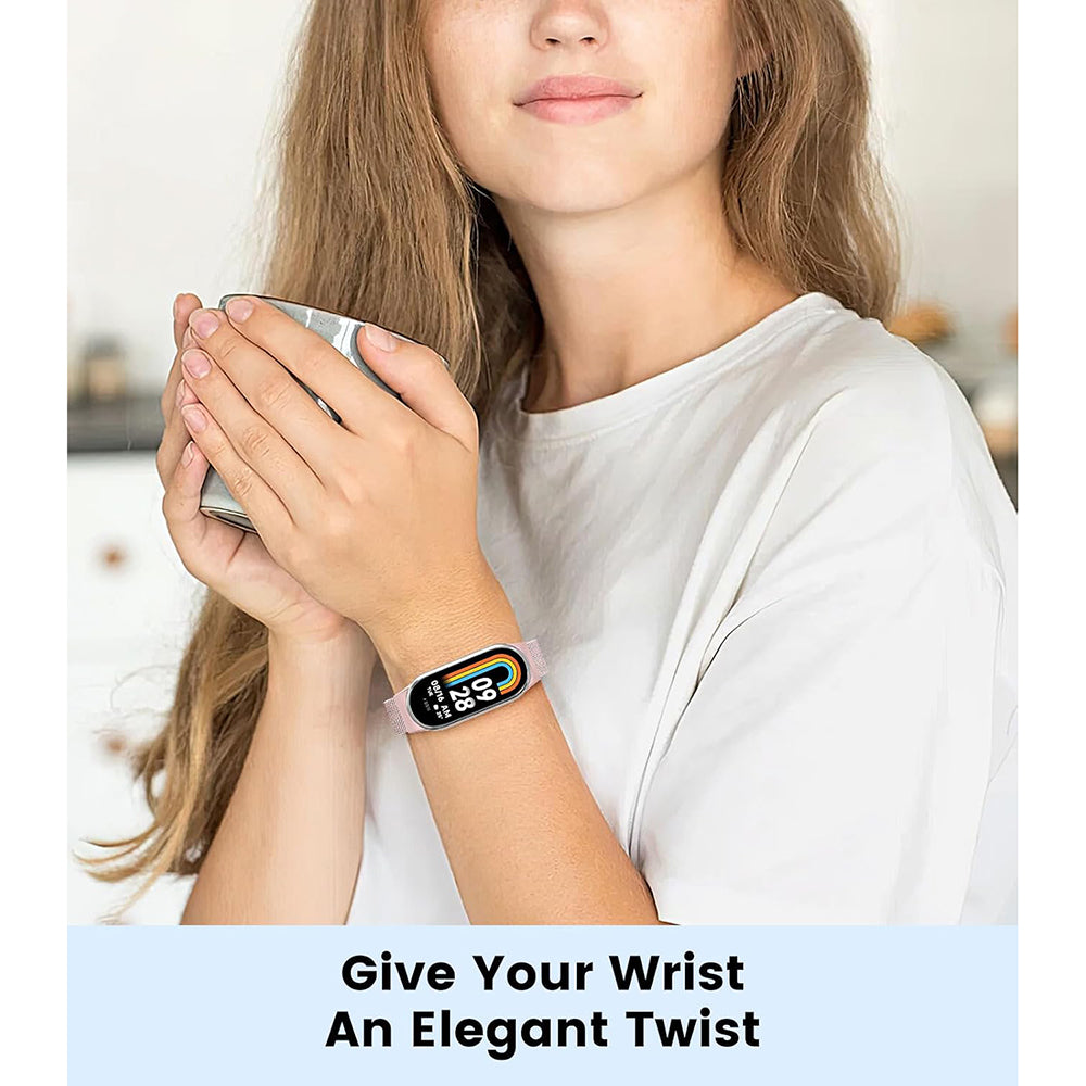 Techsuit W022 rem til Xiaomi Smart Band 9 / 8, 15mm, Rosa Guld