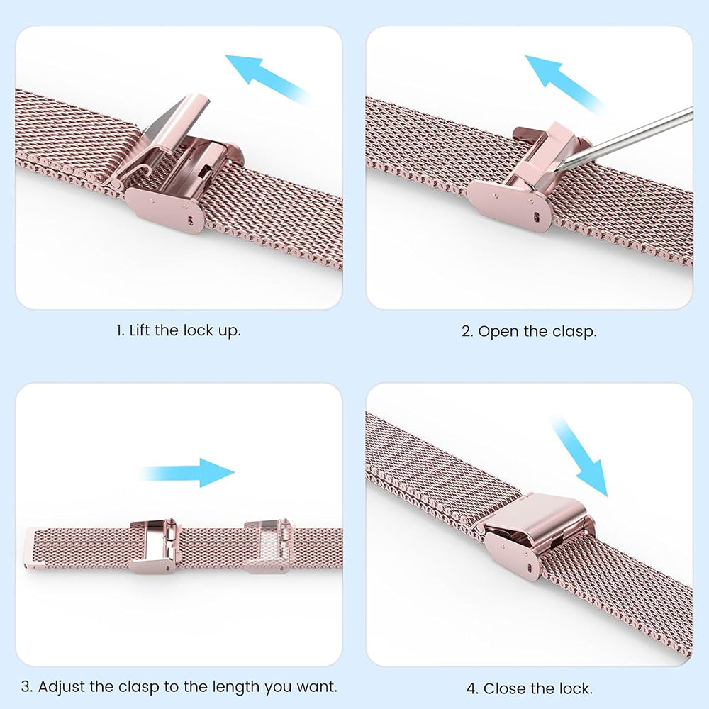 Techsuit W022 rem til Xiaomi Smart Band 9 / 8, 15mm, Rosa Guld