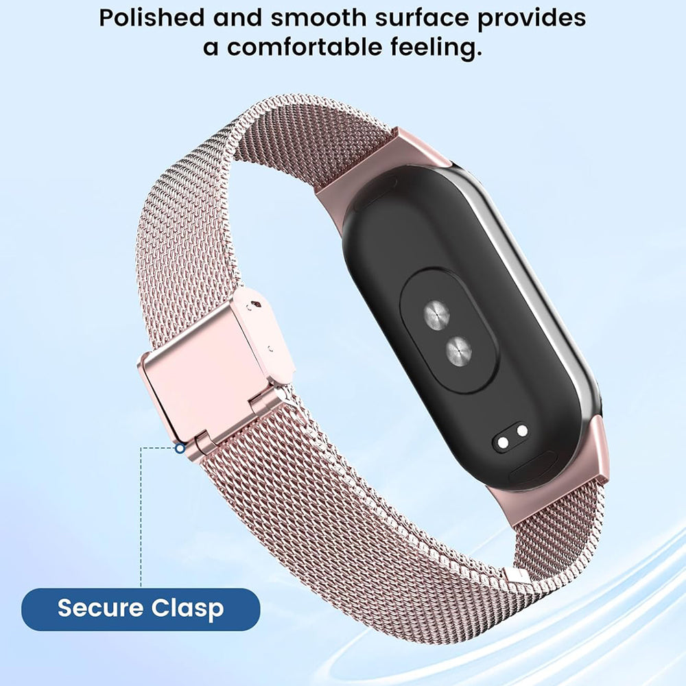 Techsuit W022 rem til Xiaomi Smart Band 9 / 8, 15mm, Rosa Guld