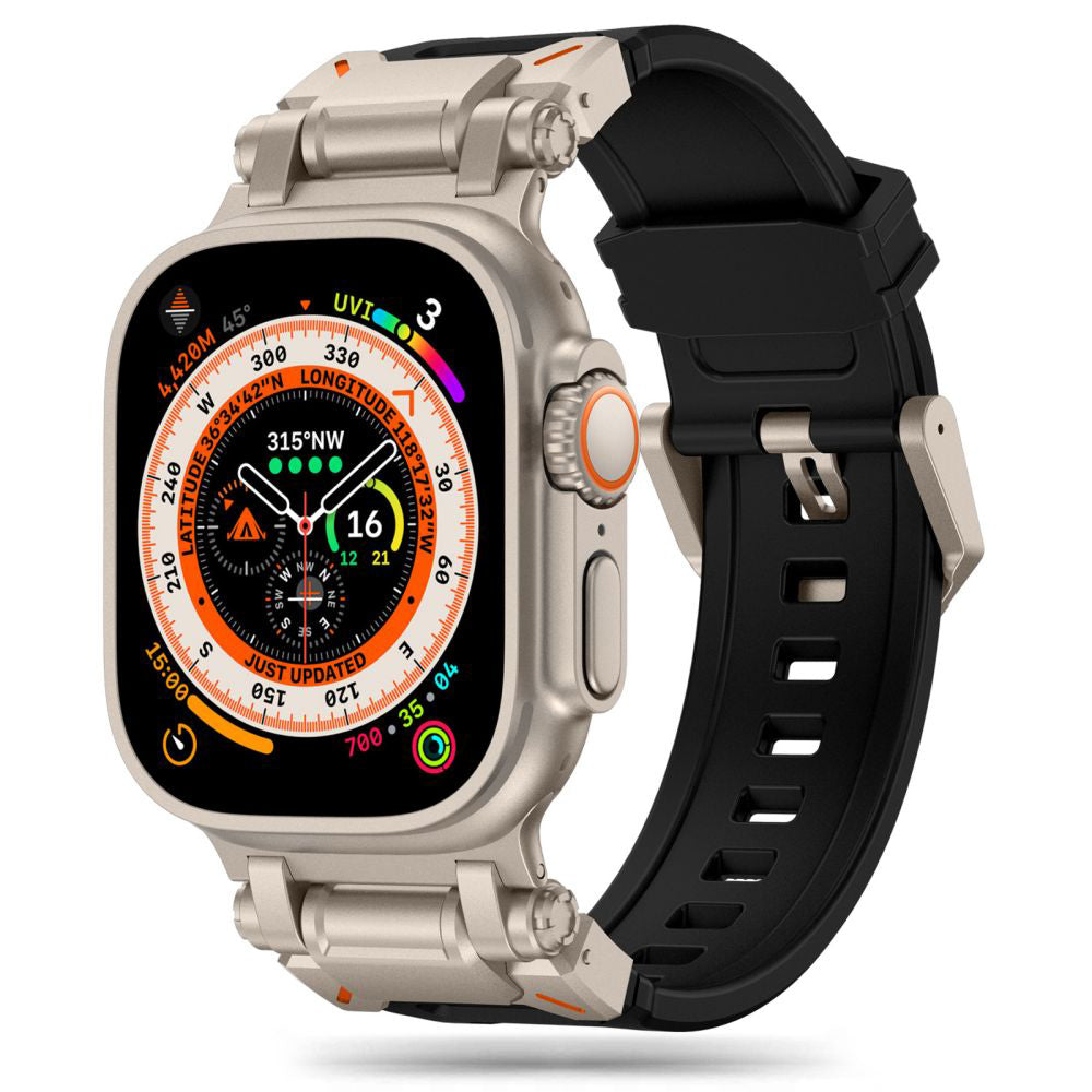 Techsuit W064 rem til Apple Watch 49mm / 46mm / 45mm / 44mm / 42mm serien, Sort Sølv