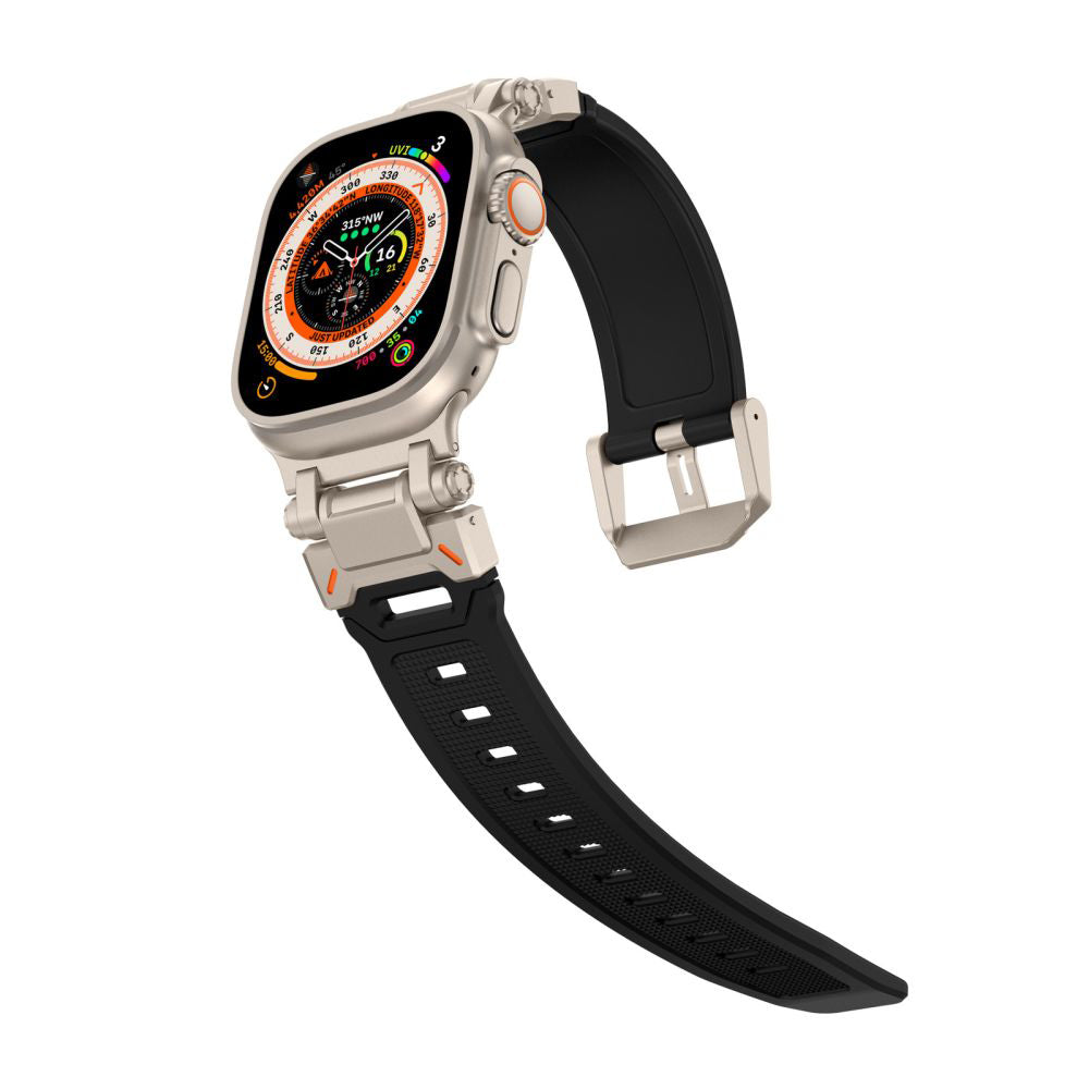 Techsuit W064 rem til Apple Watch 49mm / 46mm / 45mm / 44mm / 42mm serien, Sort Sølv