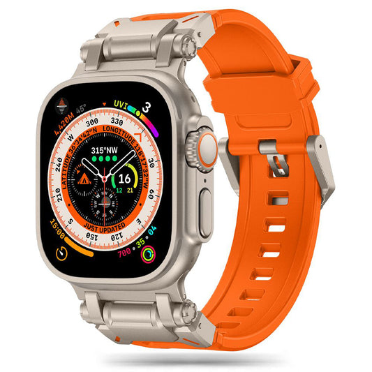 Techsuit W064 rem til Apple Watch 49mm / 46mm / 45mm / 44mm / 42mm serien, Sølv Orange