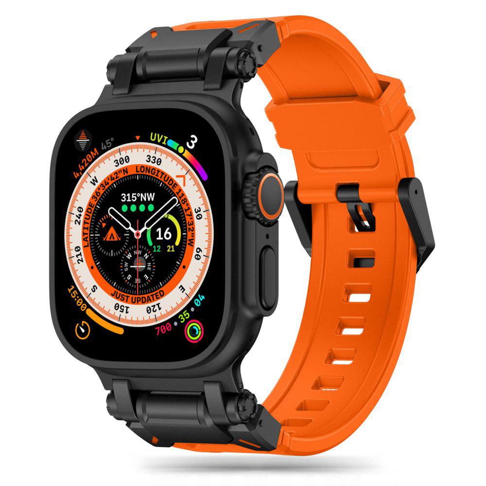 Techsuit W064 rem til Apple Watch 49mm / 46mm / 45mm / 44mm / 42mm serien, Sort Orange