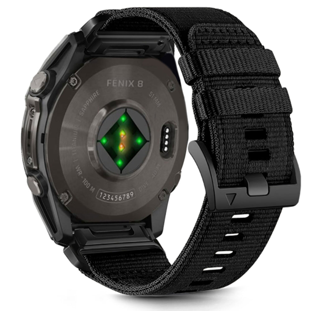 Techsuit W070 rem til Garmin Watch Fenix / Forerunner / Approach Series, 22mm, Sort