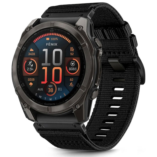 Techsuit W070 rem til Garmin Watch Fenix / Forerunner / Approach Series, 22mm, Sort