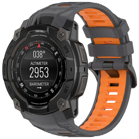 Techsuit W077 rem til Garmin Instinct 3 45mm Solar / Instinct 3 45mm, Grå Orange