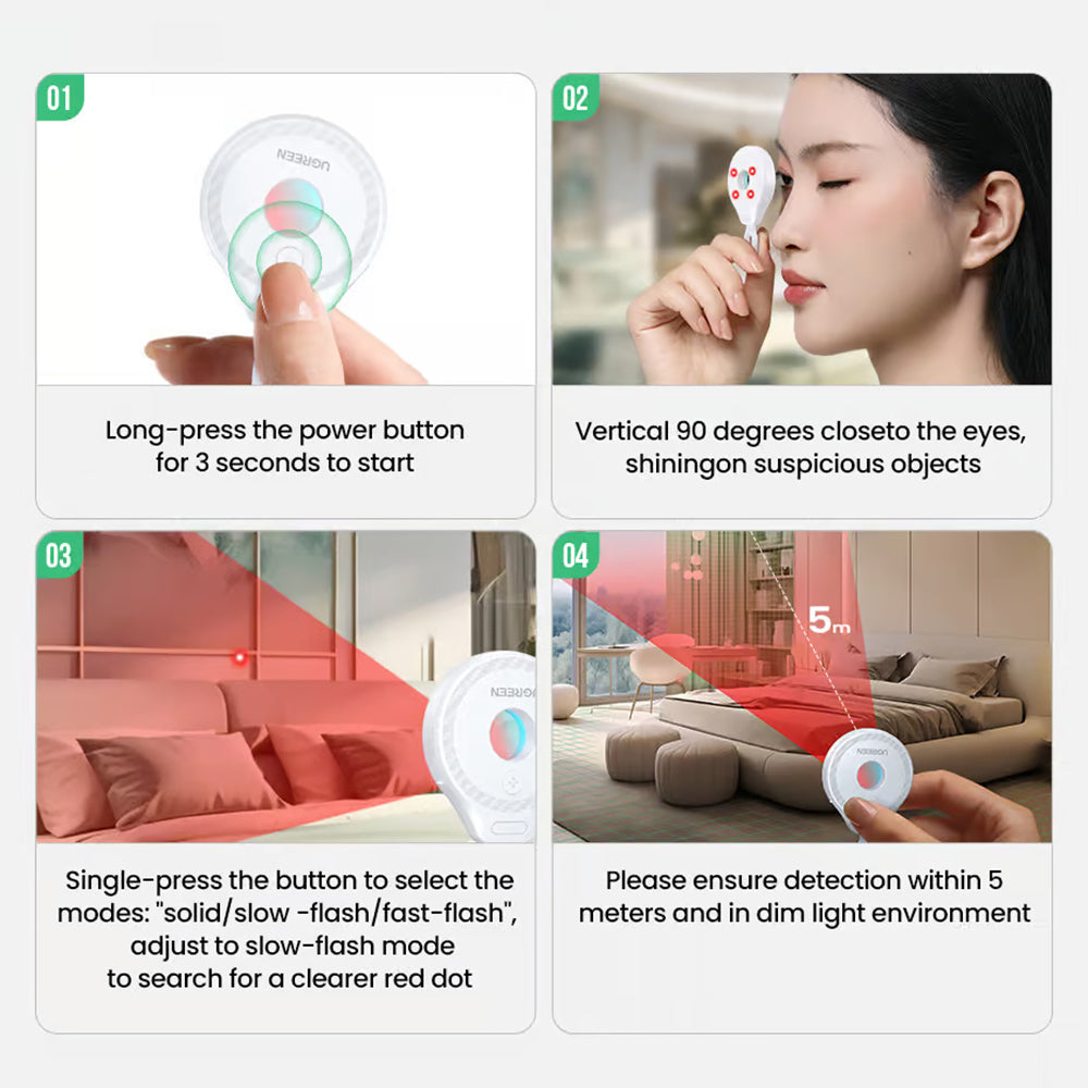 UGREEN LP793 (35579) Skjult Kamera Detektor, Sort